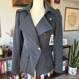 Plein Sud by Fayçal Amor Structured Military Gray Taylored Coat